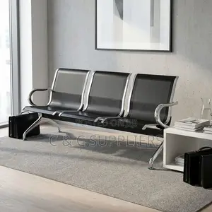 3-Link Non Padded Black Hospital Bench.