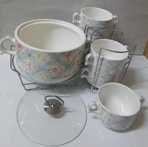 *7pcs Soup Ceremic Set White*