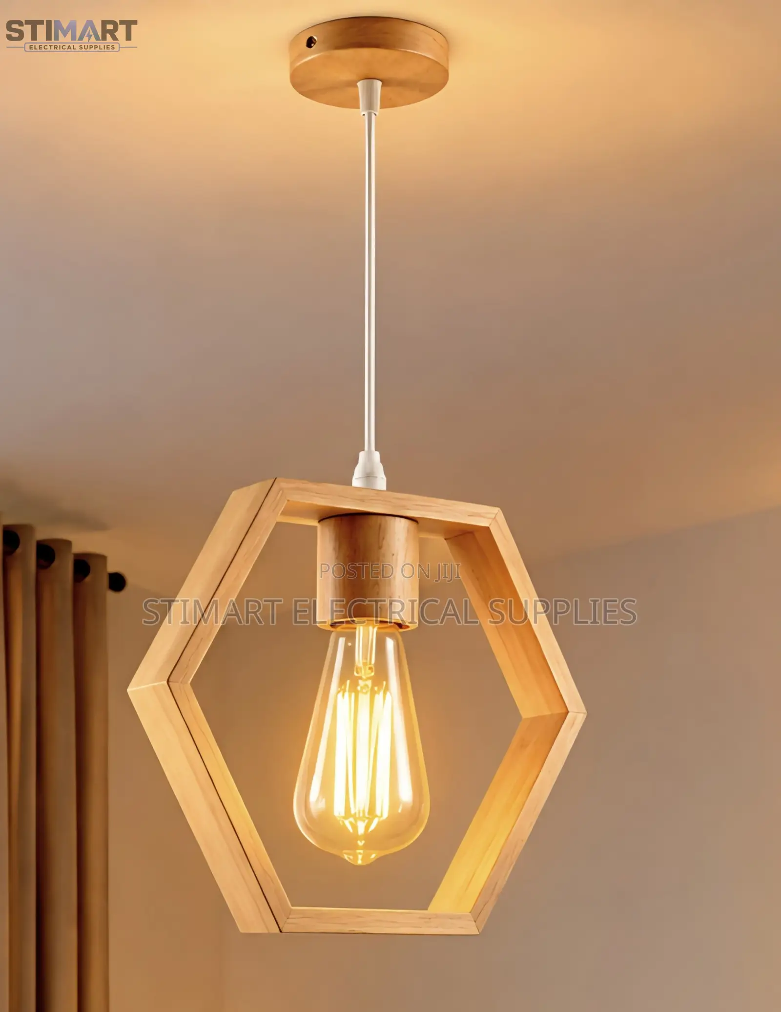 Modern Hexagonal Wooden Pendant Light
