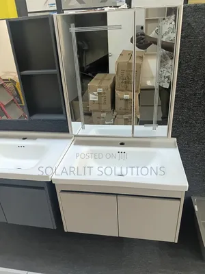Zang Modern Bathroom Vanity Unit With Mirrored Cabinet Ceramic Sink