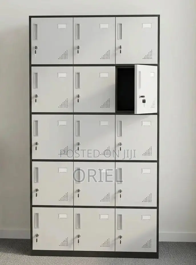 15-Door Office Locker Cabinet – Steel Staff Storage Filing Unit