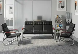 5-Seater Office Leather Sofa Set – Premium Reception Lounge Seating
