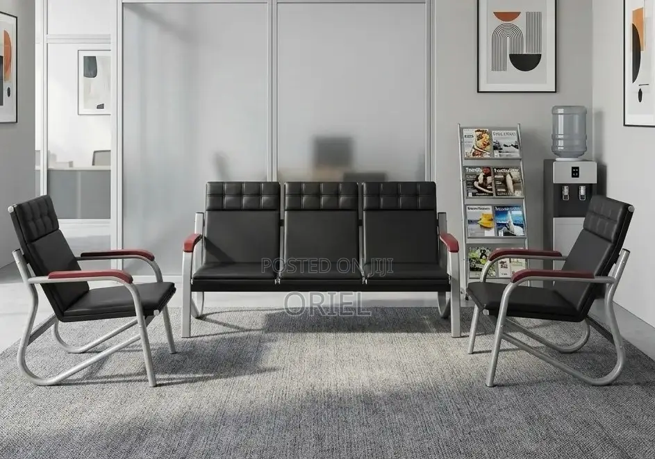 5-Seater Office Leather Sofa Set – Premium Reception Lounge Seating