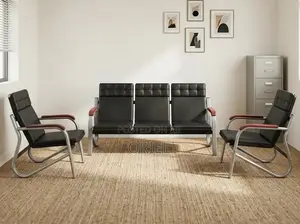 5-Seater Office Leather Sofa Set – Premium Reception Lounge Seating