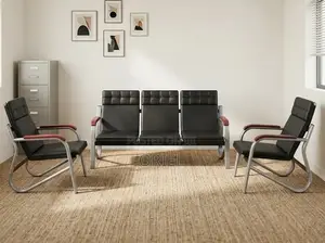 5-Seater Office Leather Sofa Set – Premium Reception Lounge Seating