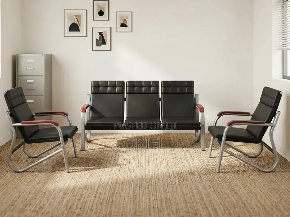 5-Seater Office Leather Sofa Set – Premium Reception Lounge Seating
