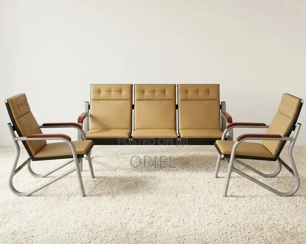 5-Seater Office Leather Sofa Set – Premium Reception Lounge Seating