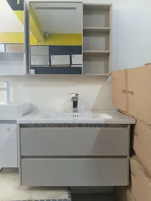 Modern Bathroom Vanity Set With Ceramic Sink Mirror Cabinet