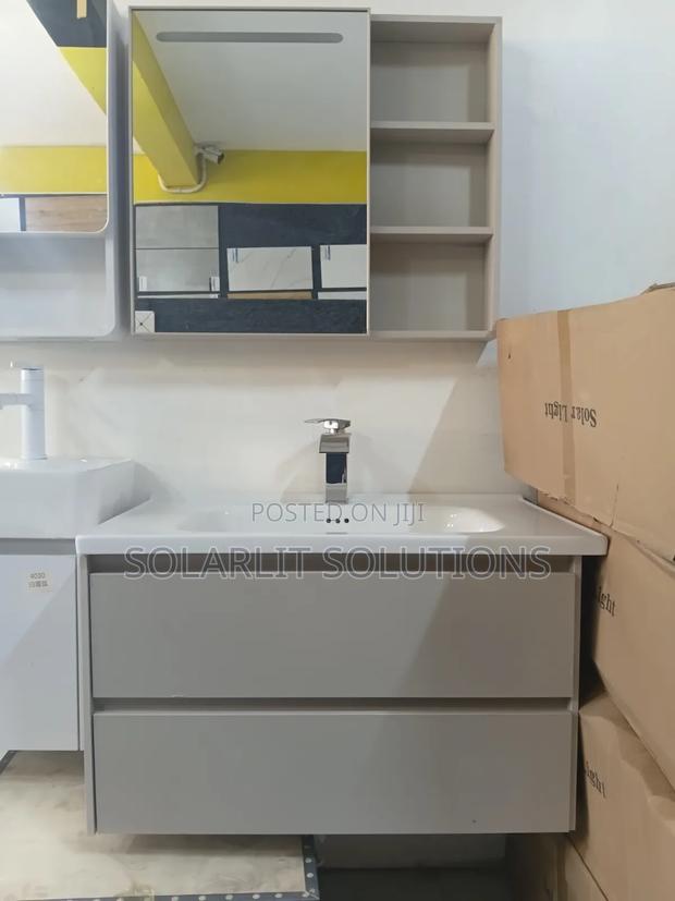 Modern Bathroom Vanity Set With Ceramic Sink Mirror Cabinet - main view
