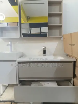 Modern Bathroom Vanity Set With Ceramic Sink Mirror Cabinet