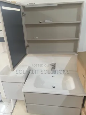 Modern Bathroom Vanity Set With Ceramic Sink Mirror Cabinet