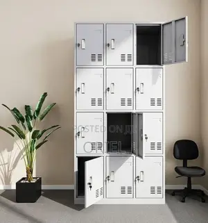 12-Locker Industrial Storage Cabinet – Heavy-Duty Steel Staff Locker
