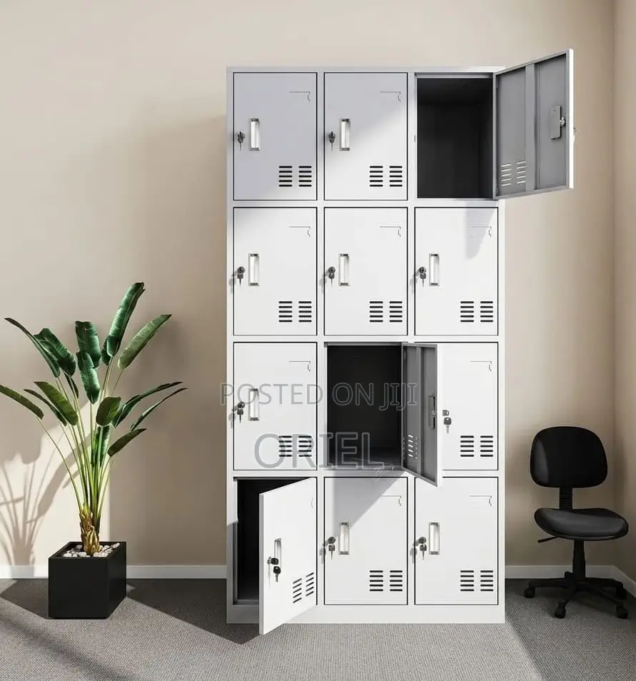 12-Locker Industrial Storage Cabinet – Heavy-Duty Steel Staff Locker