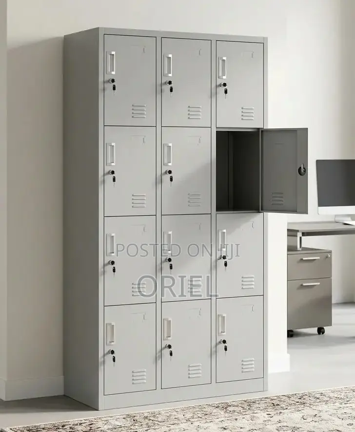 12-Locker Industrial Storage Cabinet – Heavy-Duty Steel Staff Locker