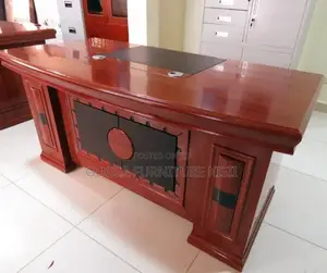 Curved Front Mahogany Finish 180cm Desk