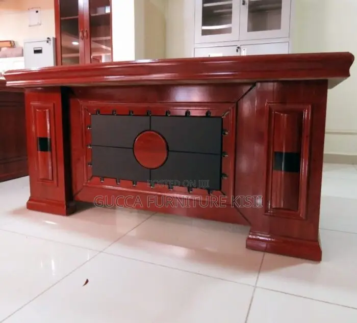 Curved Front Mahogany Finish 180cm Desk
