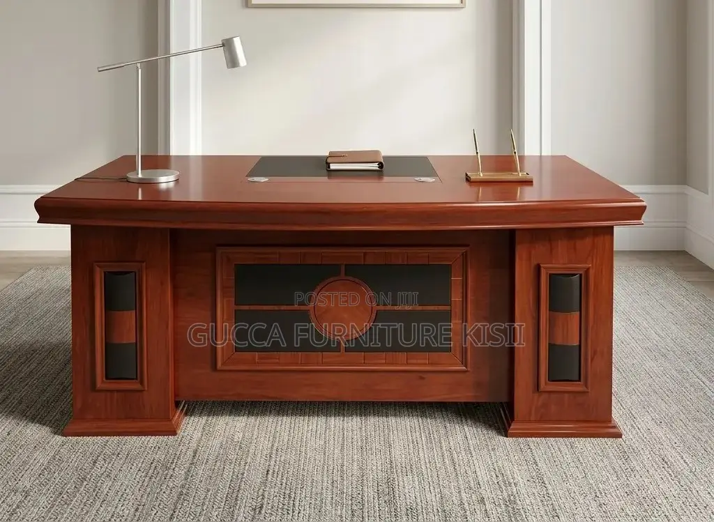 Curved Front Mahogany Finish 180cm Desk