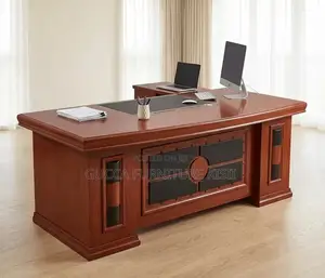 Curved Front Mahogany Finish 180cm Desk