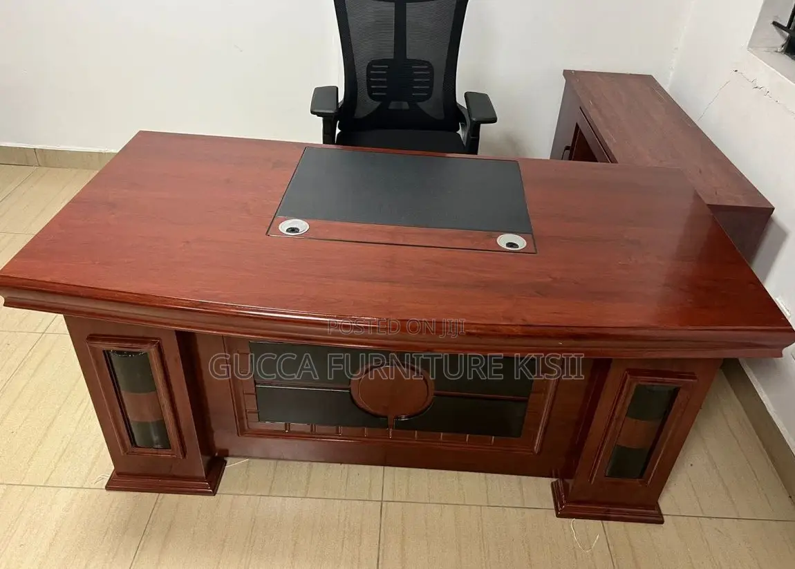 Curved Front Mahogany Finish 180cm Desk