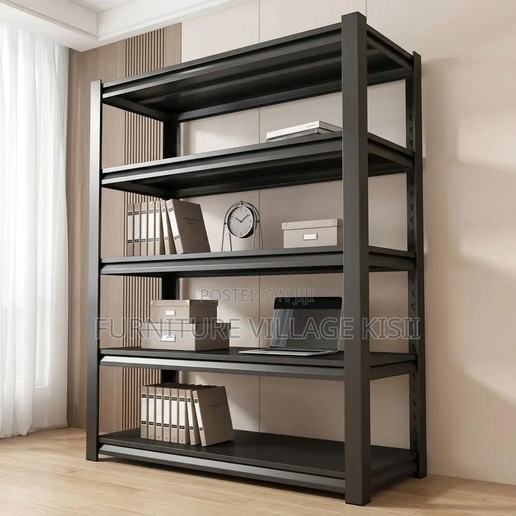 5 Tier Black Metallic Bookshelf