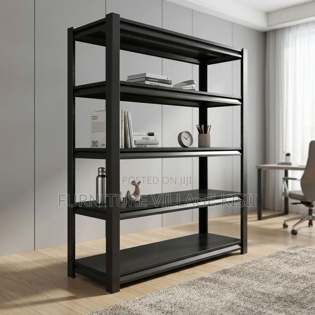 5 Tier Black Metallic Bookshelf