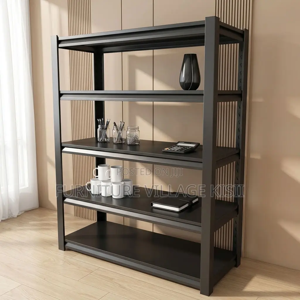 5 Tier Black Metallic Bookshelf