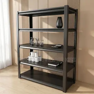 5 Tier Black Metallic Bookshelf