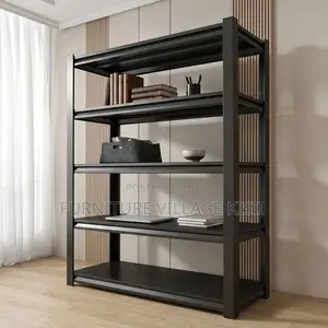 5 Tier Black Metallic Bookshelf