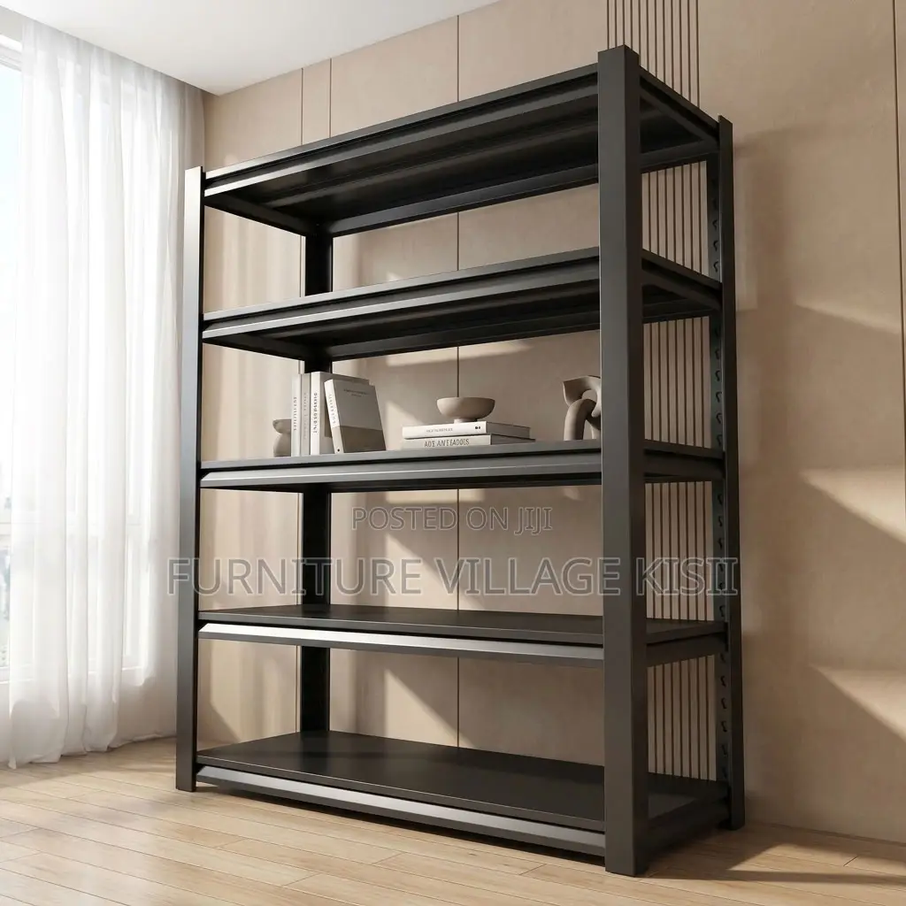 5 Tier Black Metallic Bookshelf