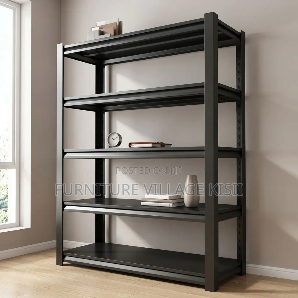 5 Tier Black Metallic Bookshelf