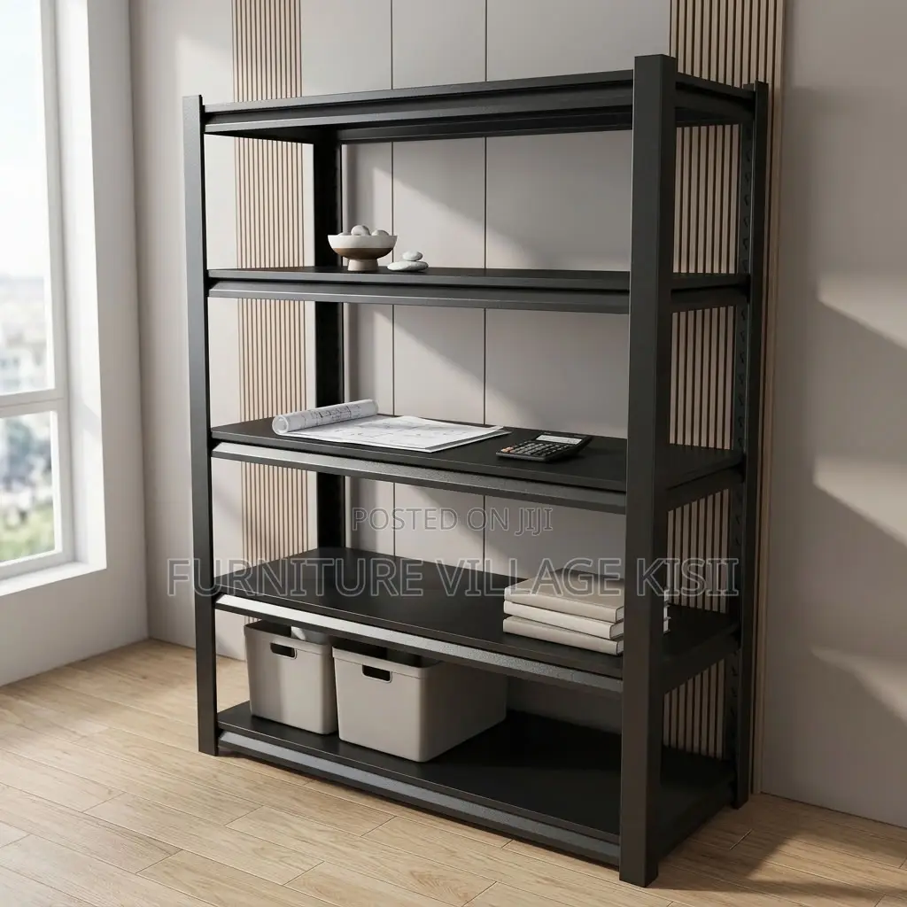 5 Tier Black Metallic Bookshelf