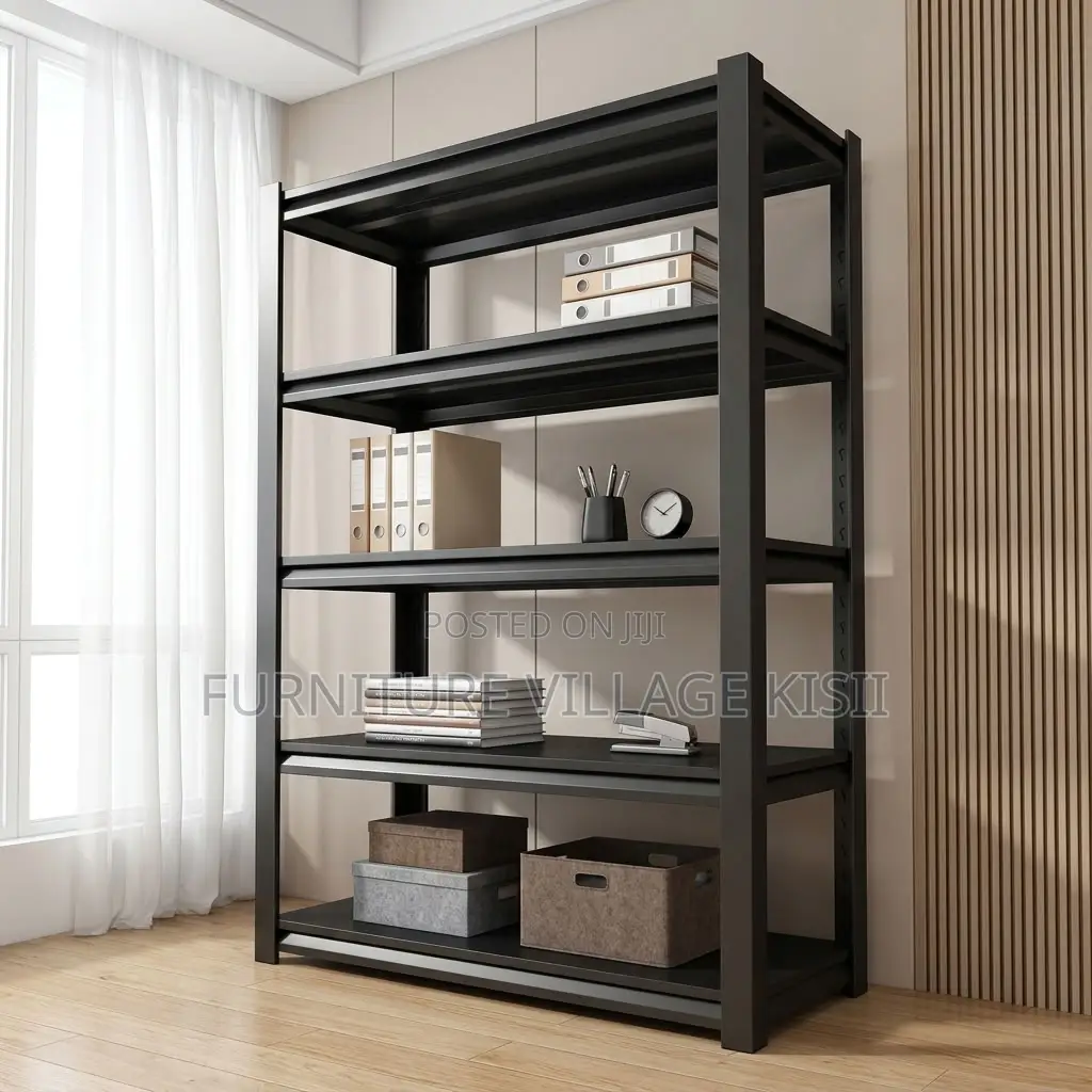 5 Tier Black Metallic Bookshelf
