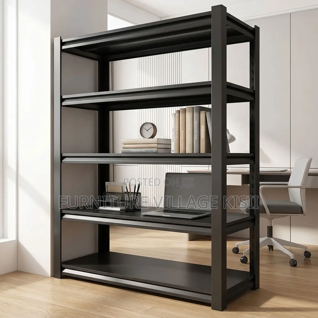 5 Tier Black Metallic Bookshelf