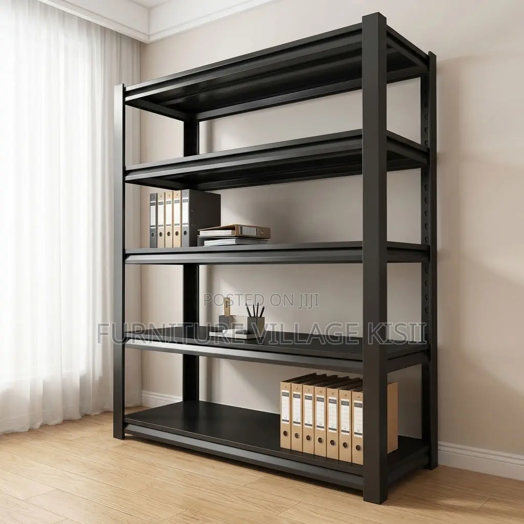 5 Tier Black Metallic Bookshelf