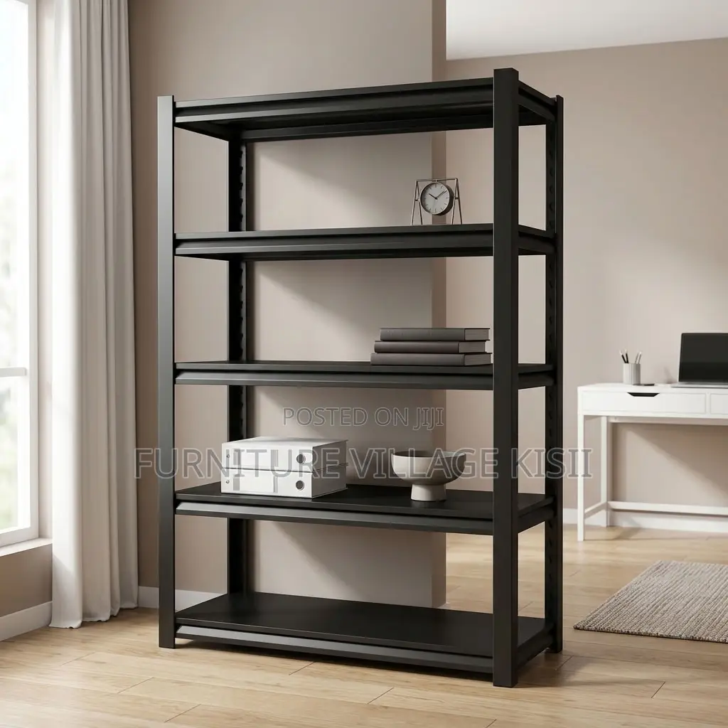 5 Tier Black Metallic Bookshelf
