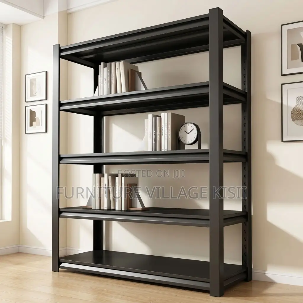 5 Tier Black Metallic Bookshelf
