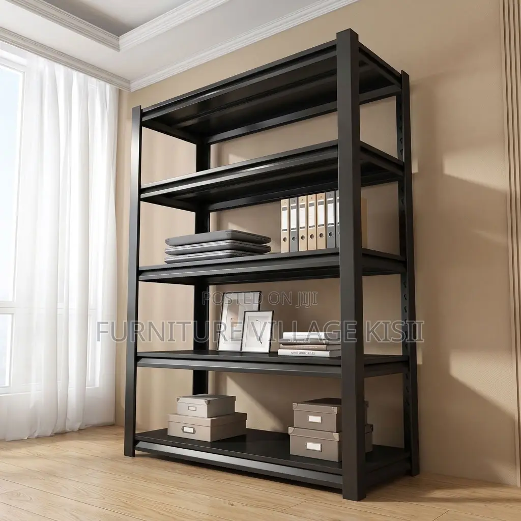 5 Tier Black Metallic Bookshelf