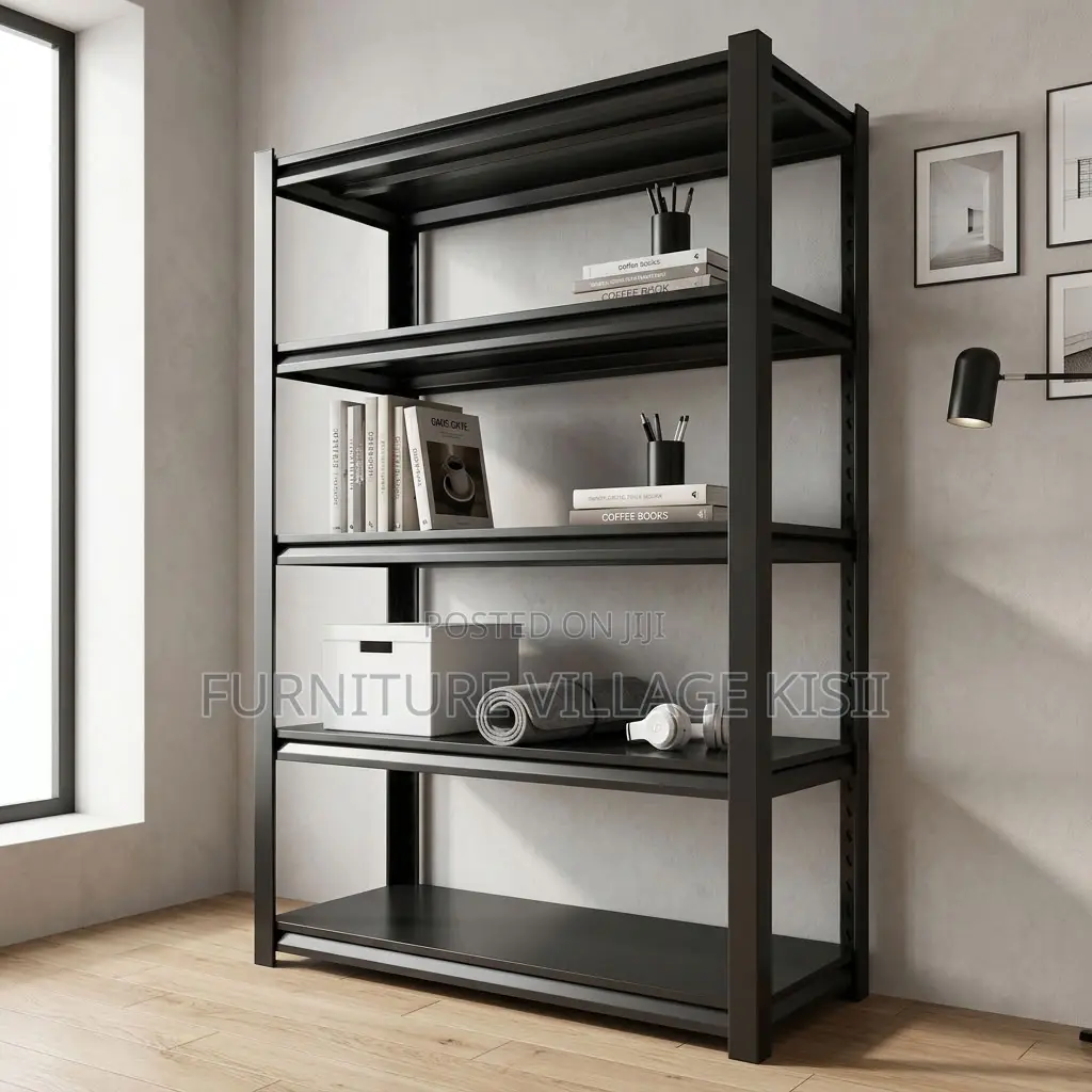 5 Tier Black Metallic Bookshelf