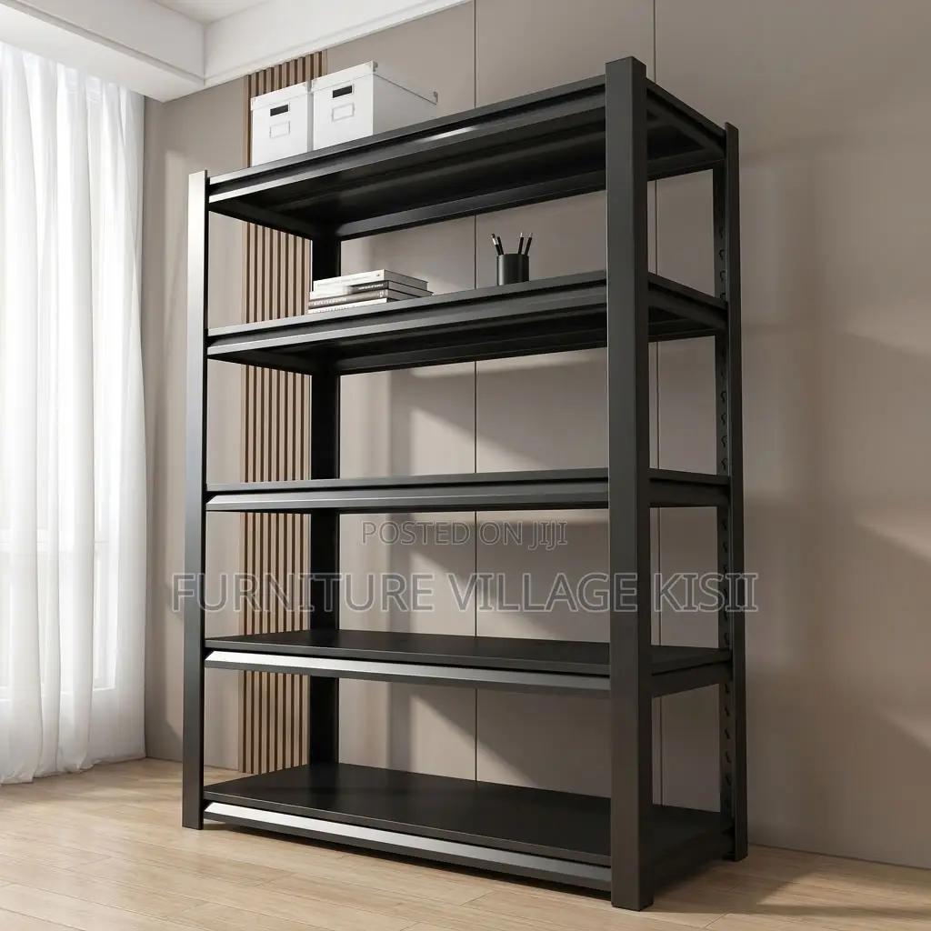 5 Tier Black Metallic Bookshelf