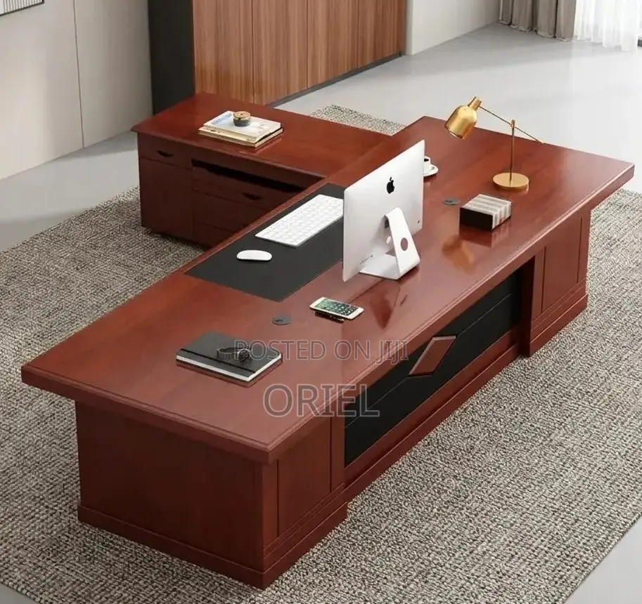 Executive Mahogany Office Desk With Side Return – Premium Manager Desk
