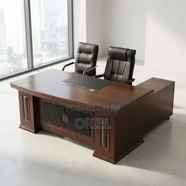 Executive Mahogany Office Desk With Side Return – Premium Manager Desk