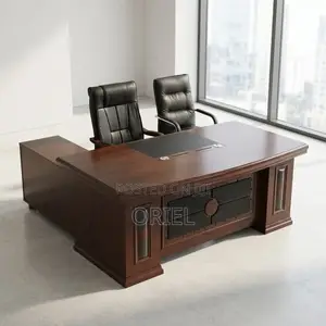 Executive Mahogany Office Desk With Side Return – Premium Manager Desk