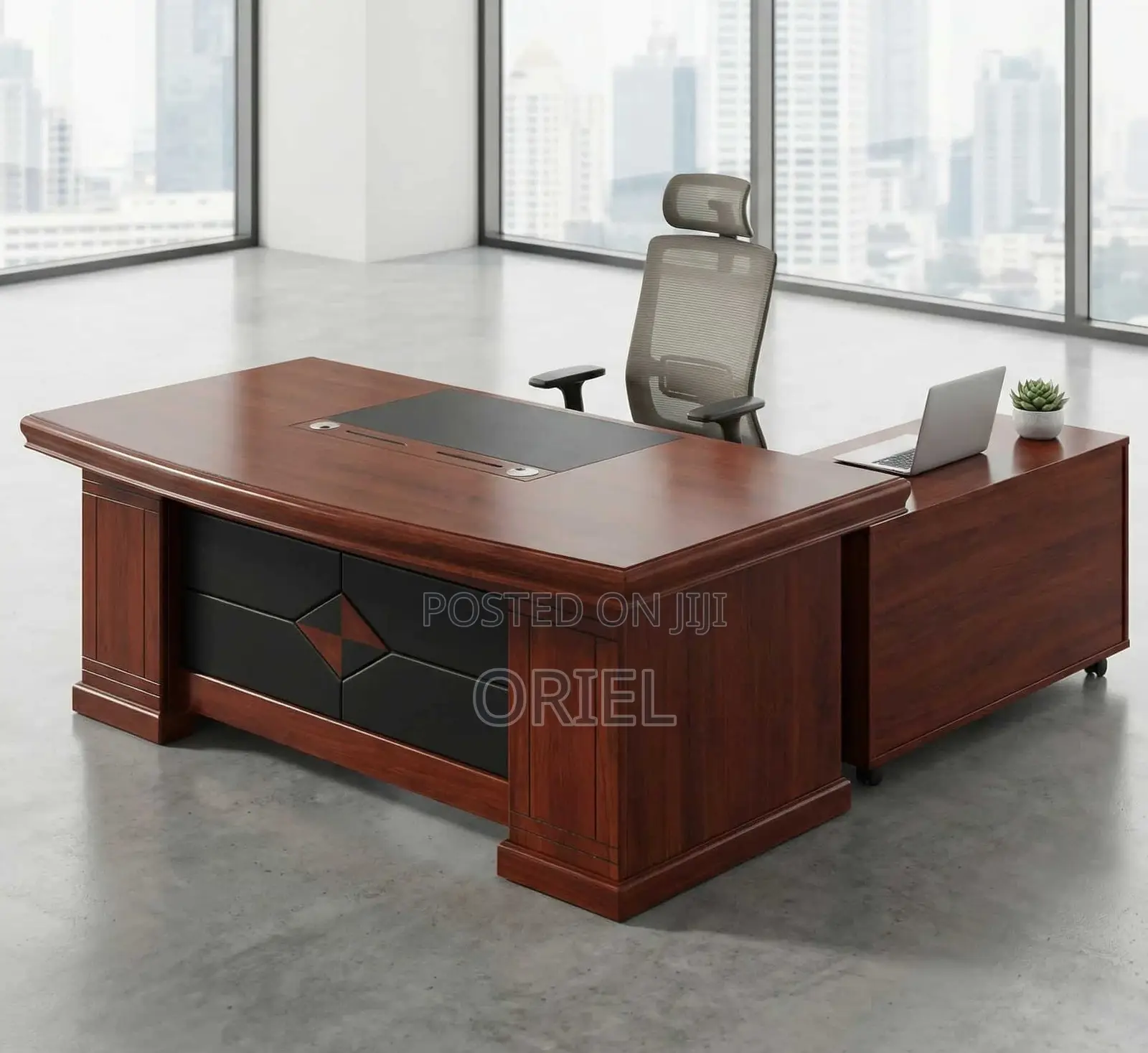 Executive Mahogany Office Desk With Side Return – Premium Manager Desk