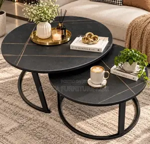 2 in 1 Modern Nesting Coffee Table (Black)
