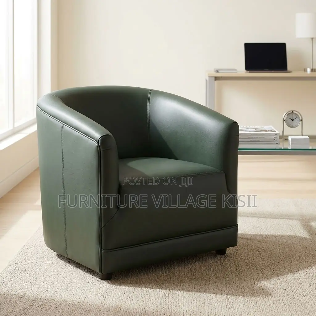 Faux Leather Barrel Arm Chair