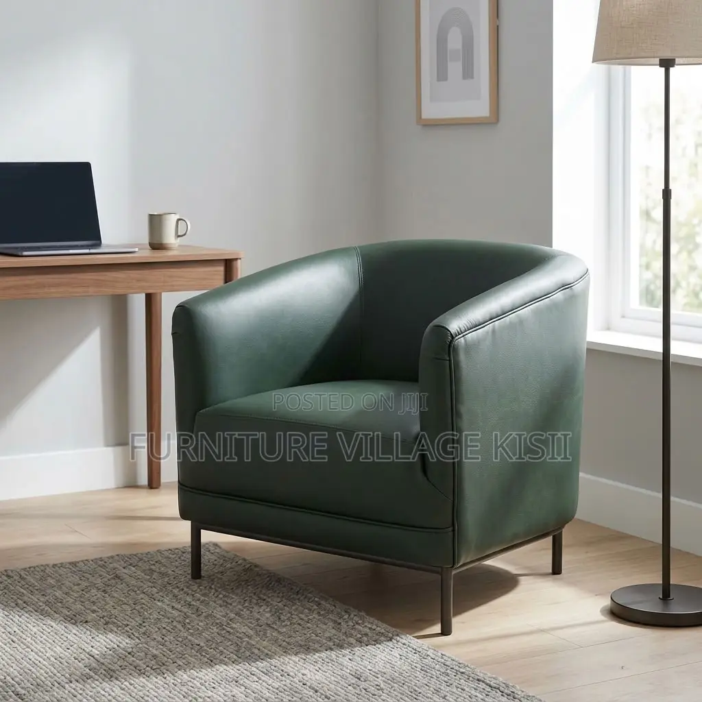 Faux Leather Barrel Arm Chair