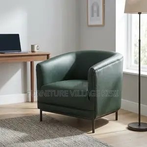 Faux Leather Barrel Arm Chair