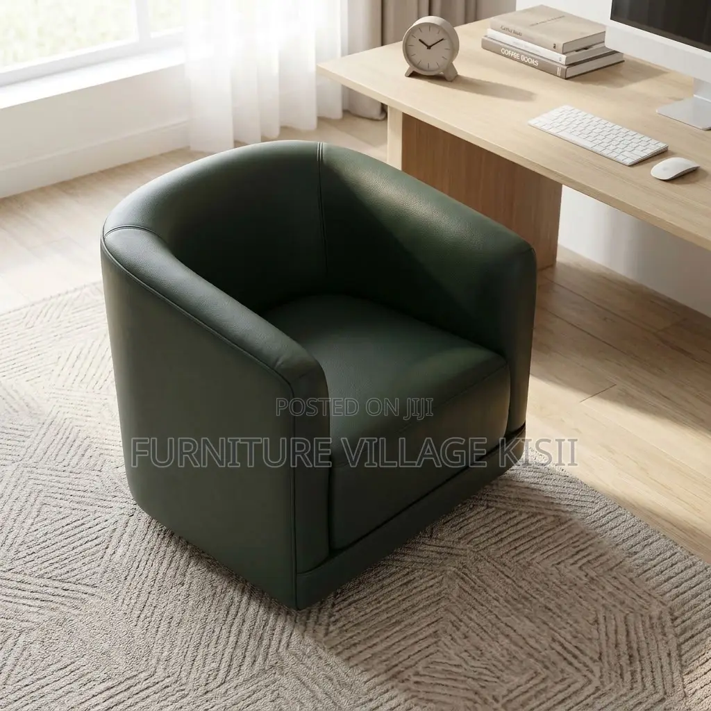 Faux Leather Barrel Arm Chair