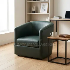 Faux Leather Barrel Arm Chair