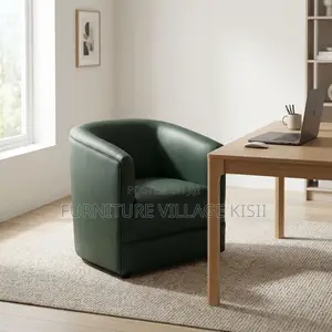 Faux Leather Barrel Arm Chair